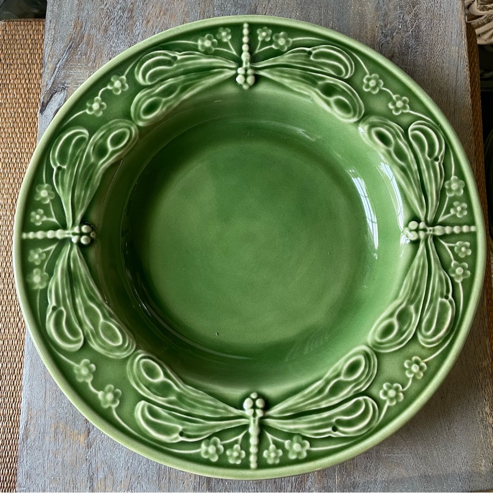 Vintage Bordello Pinheiro DRAGONFLY large rimmed soup bowl